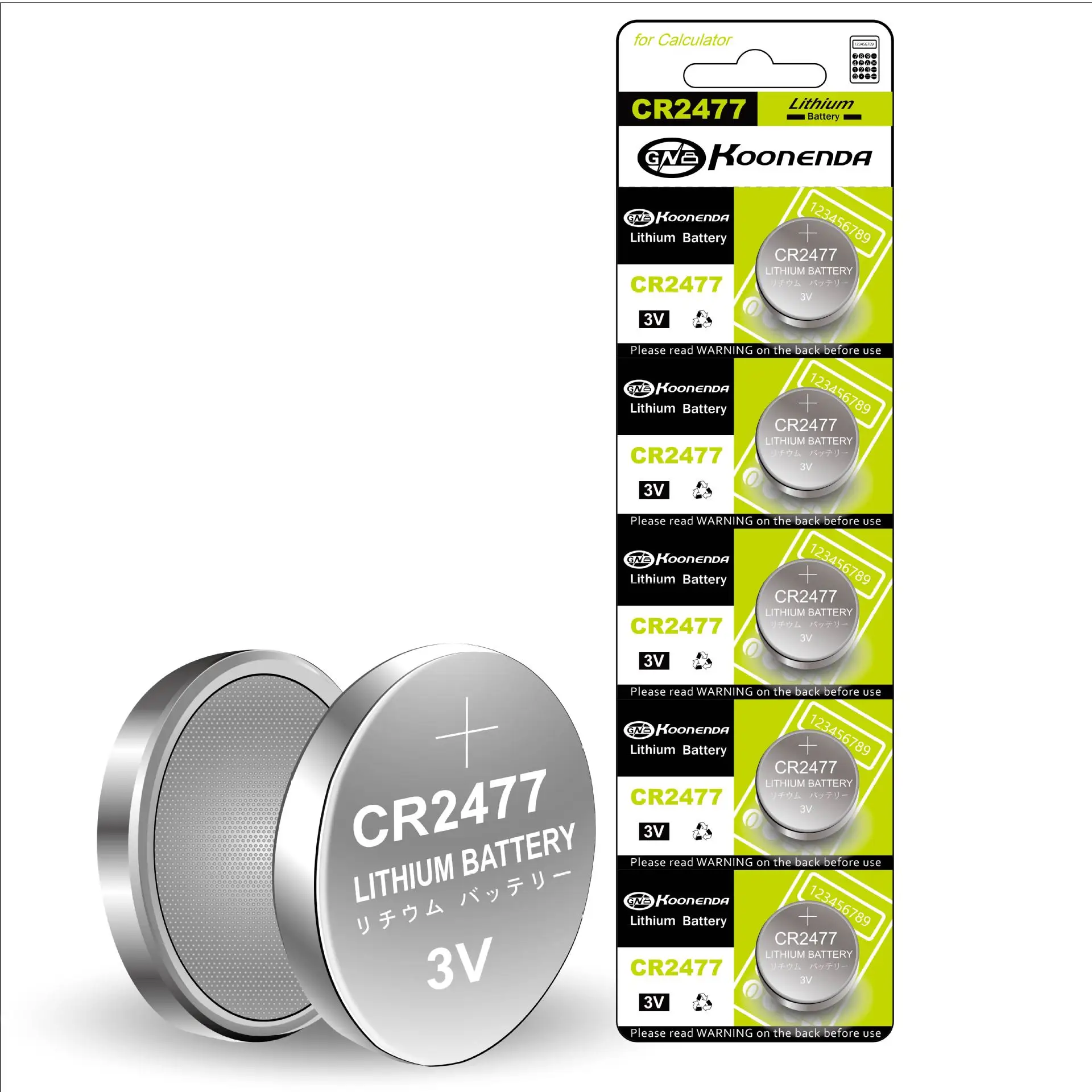 Nuove batterie al litio a bottone ecologiche da 5 pezzi CR2477 3V per orologio elettronico, calcolatrice, bilancia