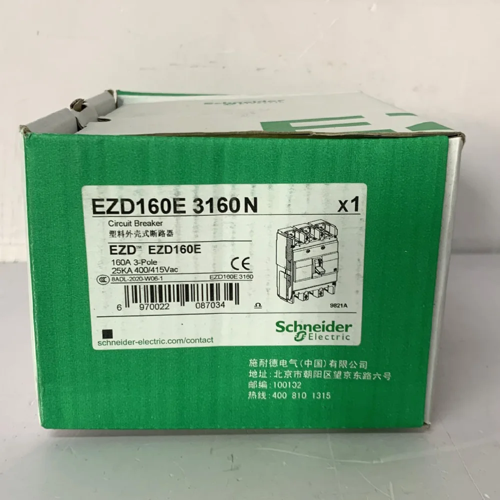 قطاع دارة كهربائية شنايدر الأصلي EZD160E3160N 3-Pole 160A 25KA حامي الجهد EZD160E TM160D مفتاح الهواء الذكي MCCB #6