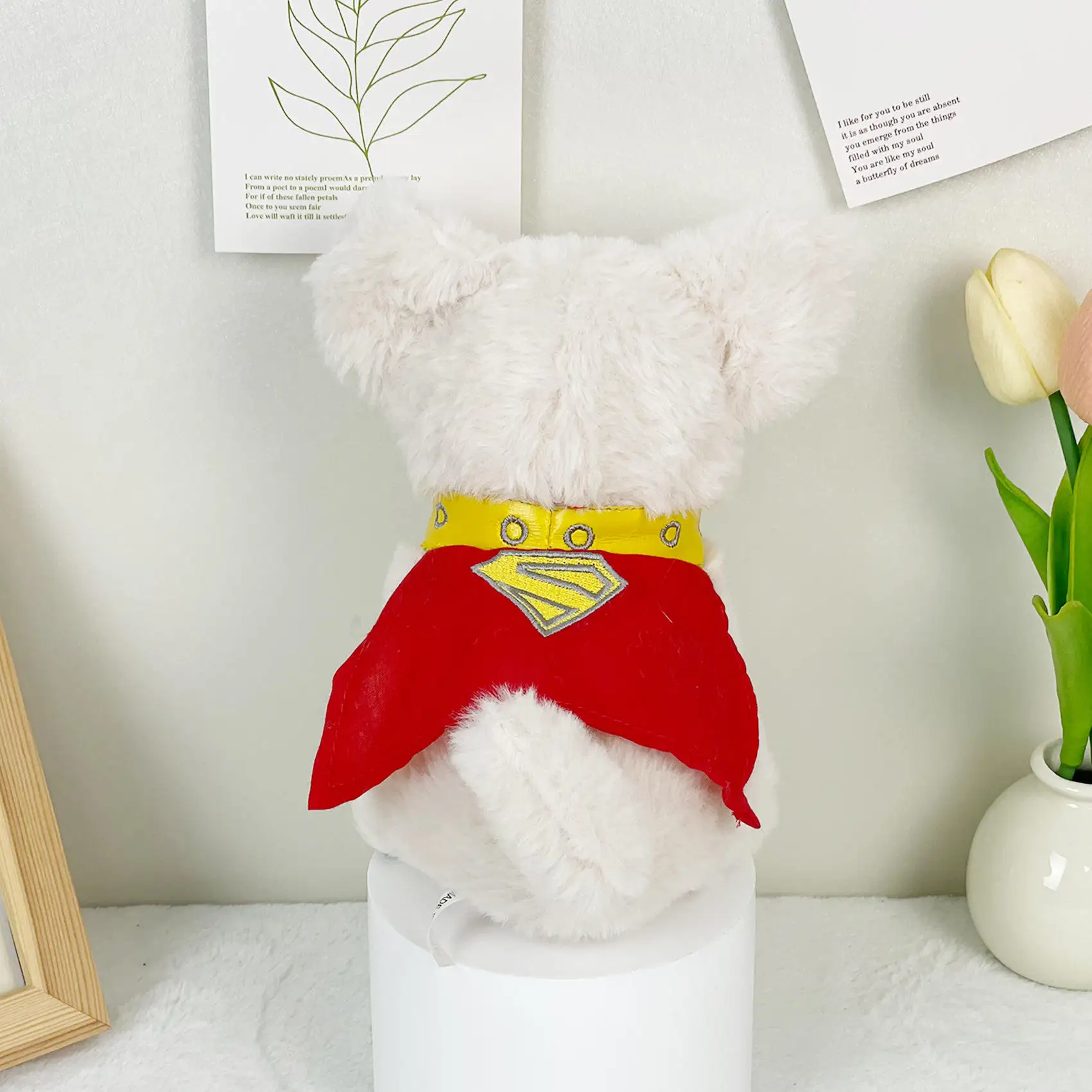 Nuevo Producto, regalo de Halloween, perro superhéroe de Superman, versión de la vida Real, serie de superhéroes, perro de peluche, muñeco de juguete de peluche