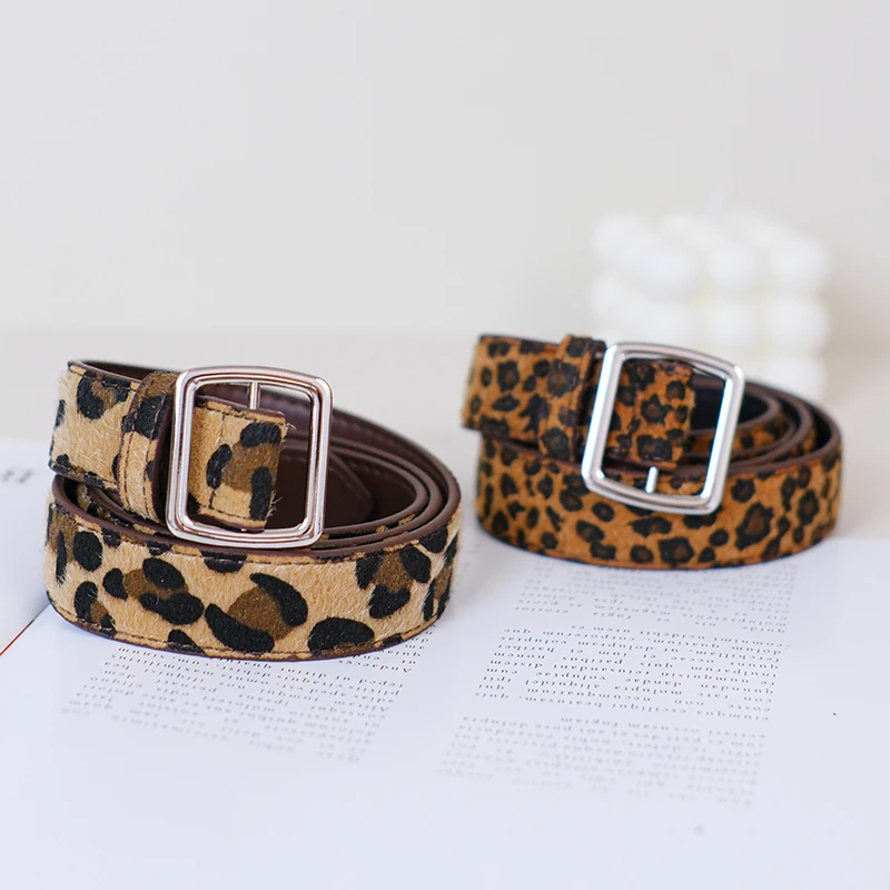 Fashion leopard print personalized belt for women, new niche design, slim and versatile, trendy and cool, spicy girl needle buck