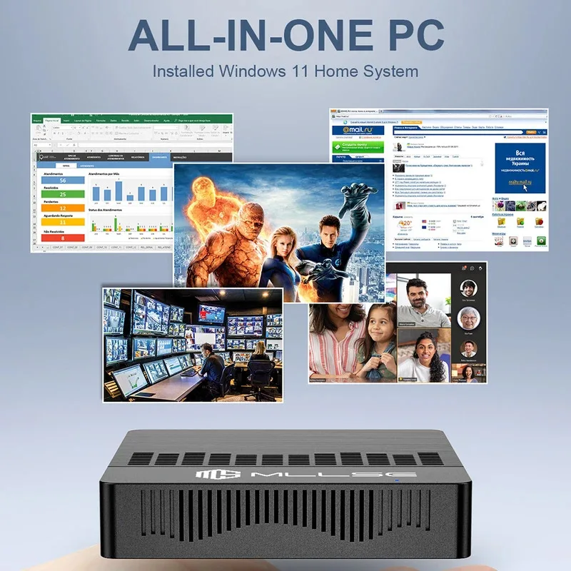كمبيوتر صغير MLLSE M2 Air Intel Gemini Lake N4000 Intel J3710 Windows 11 6GB RAM 128GB ROM ثنائي النطاق واي فاي بلوتوث USB كمبيوتر صغير