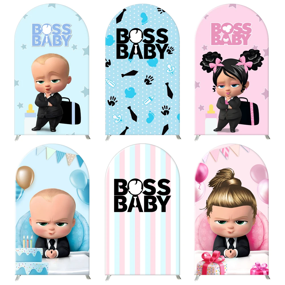 

The Boss Baby Arch Backdrop Cover Kids Boy Girl 1st Birthday Party Decor Newborn BabyShower Tie Checkered Photography Background
