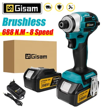 Chave de fenda elétrica sem fio, 688nm, ferramenta elétrica, recarregável, chave sem escova, kit de driver, luz 3 led para makita, bateria de 18v