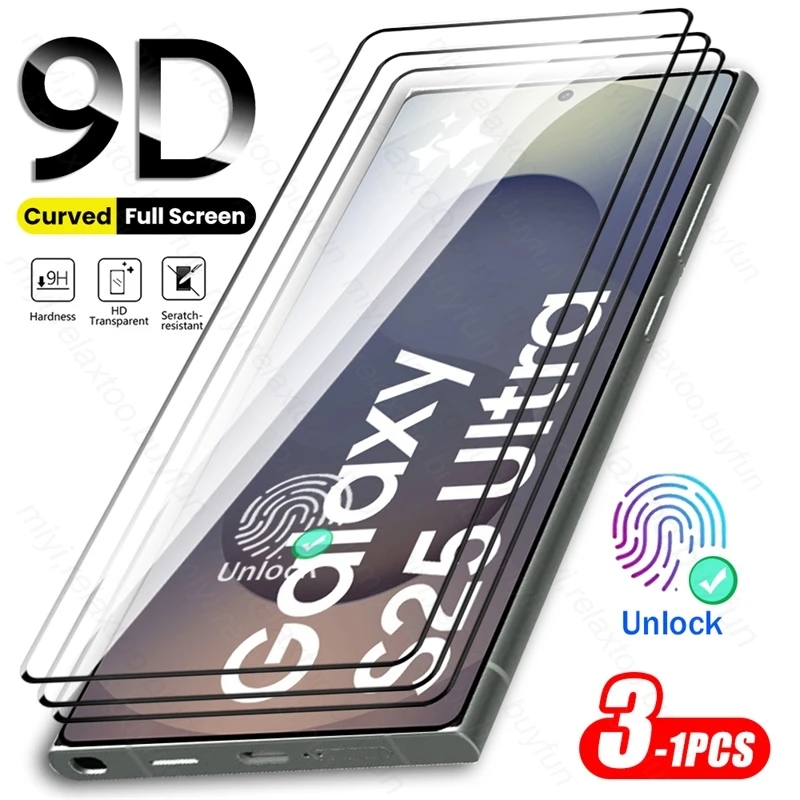 3-1 Unidades de Protector de Pantalla de Cristal Templado 9H para Samsung Galaxy S25 S26 S25 Ultra S25+ 5G (Desbloqueado)