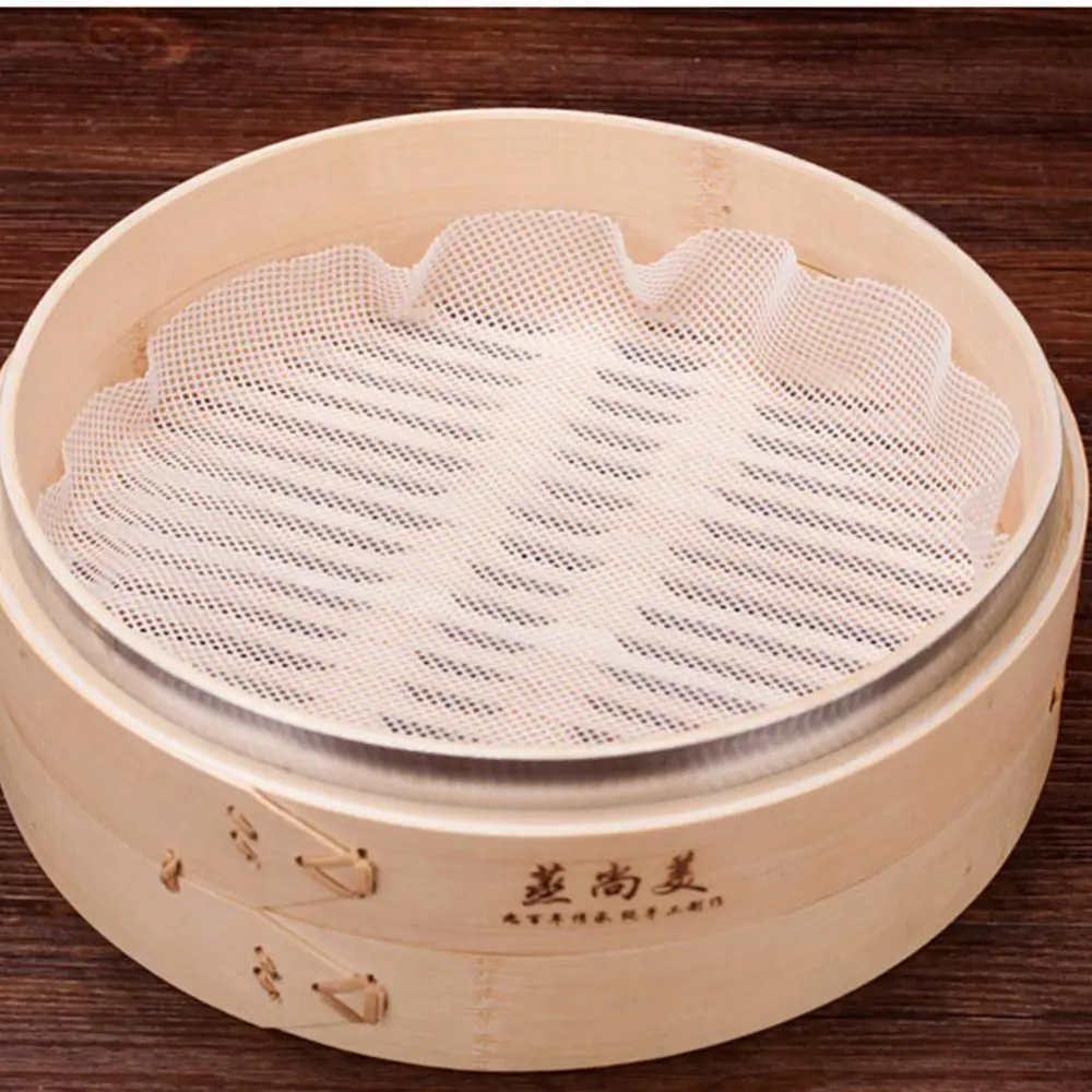 Alfombrilla de silicona antiadherente para cocina, 1 hoja, 8 tamaños, blanco, Dim Sum, papel de malla, hogar, restaurante