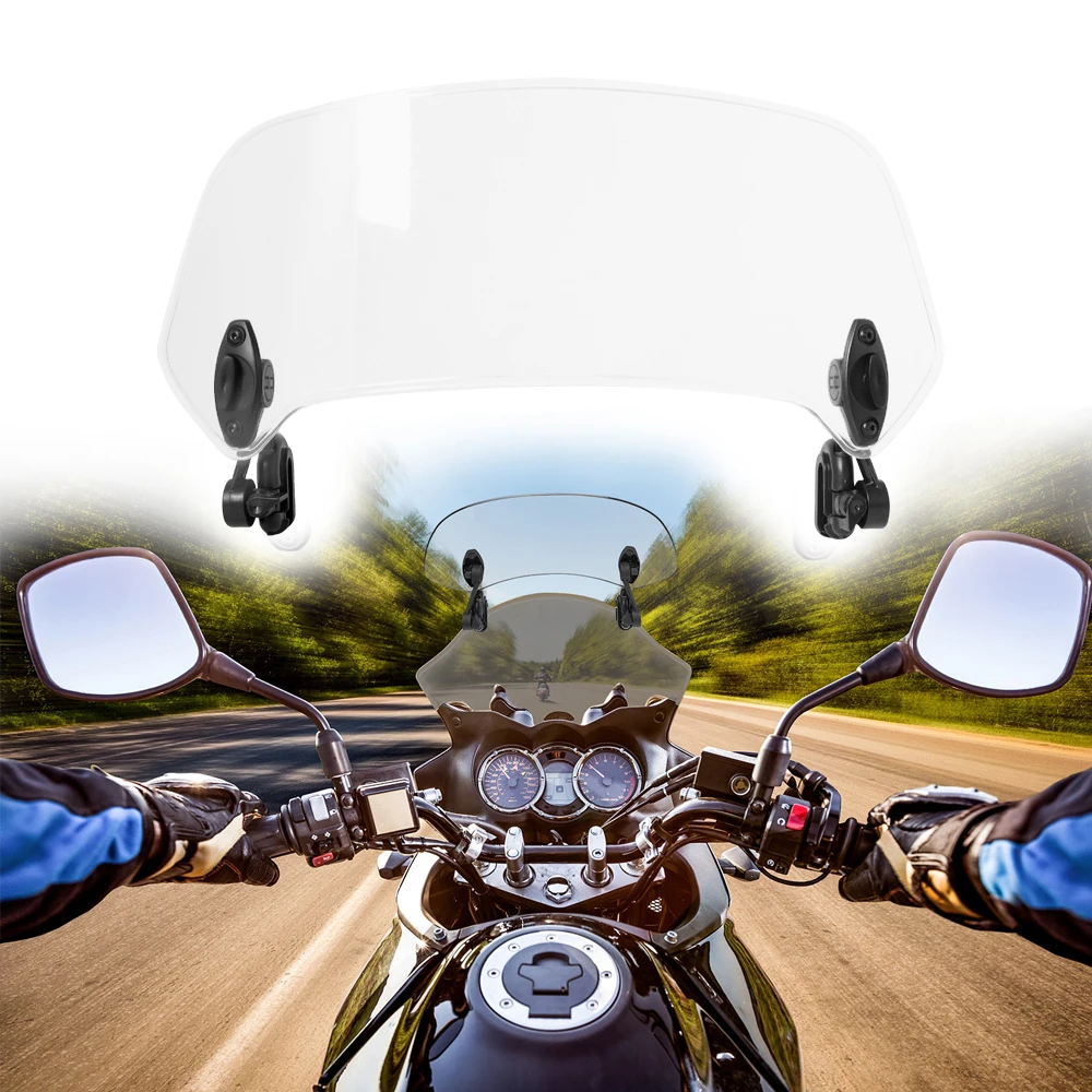 

Universal Motorcycle Windshield Extension Spoiler Adjustable Clip On Windscreen Air Deflector Clear For Yamaha Honda