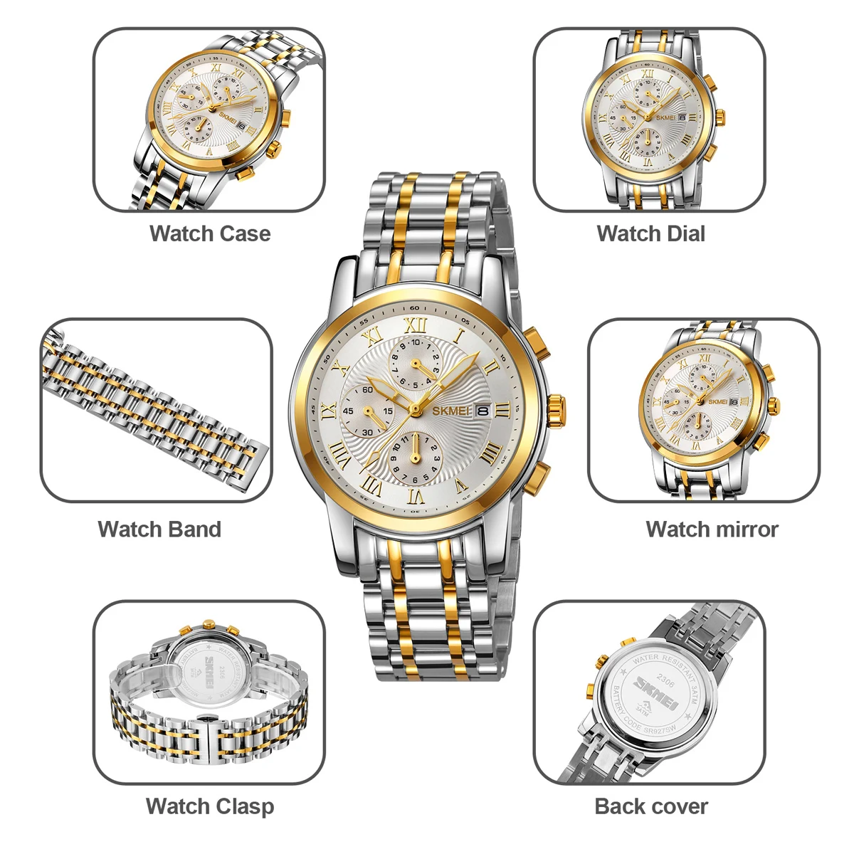 SKMEI Luxury Stainless Steel Watches For Men Women Casual Sportwatch Quartz Wristwatch Male Female Waterproof Clock Reloj Hombre