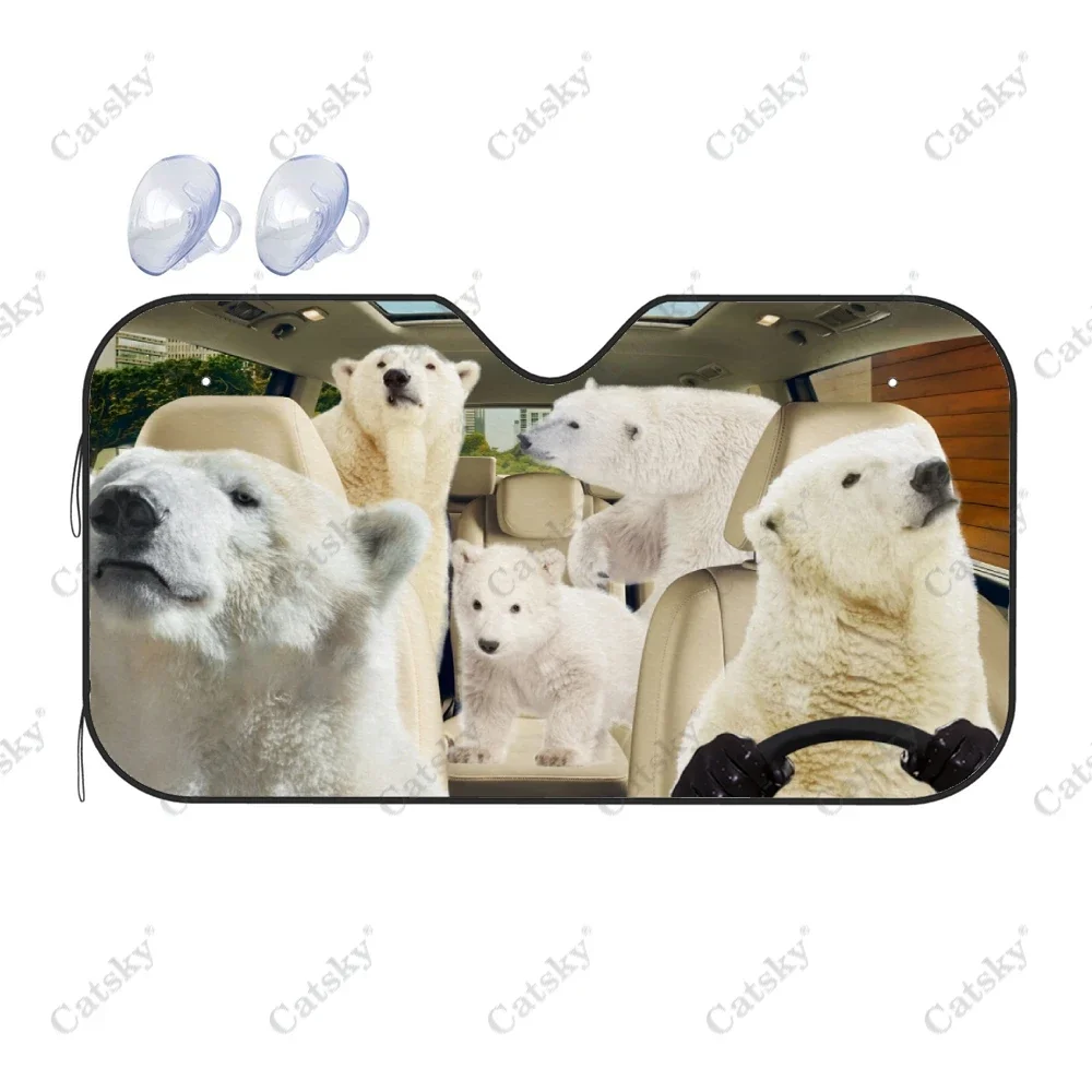 Polar Bear Car Sunshade,Car Decoration Lovers Gift,Windscreen Sun Shield for Car Window Sunshade Cover Foldable Uv Ray Reflector