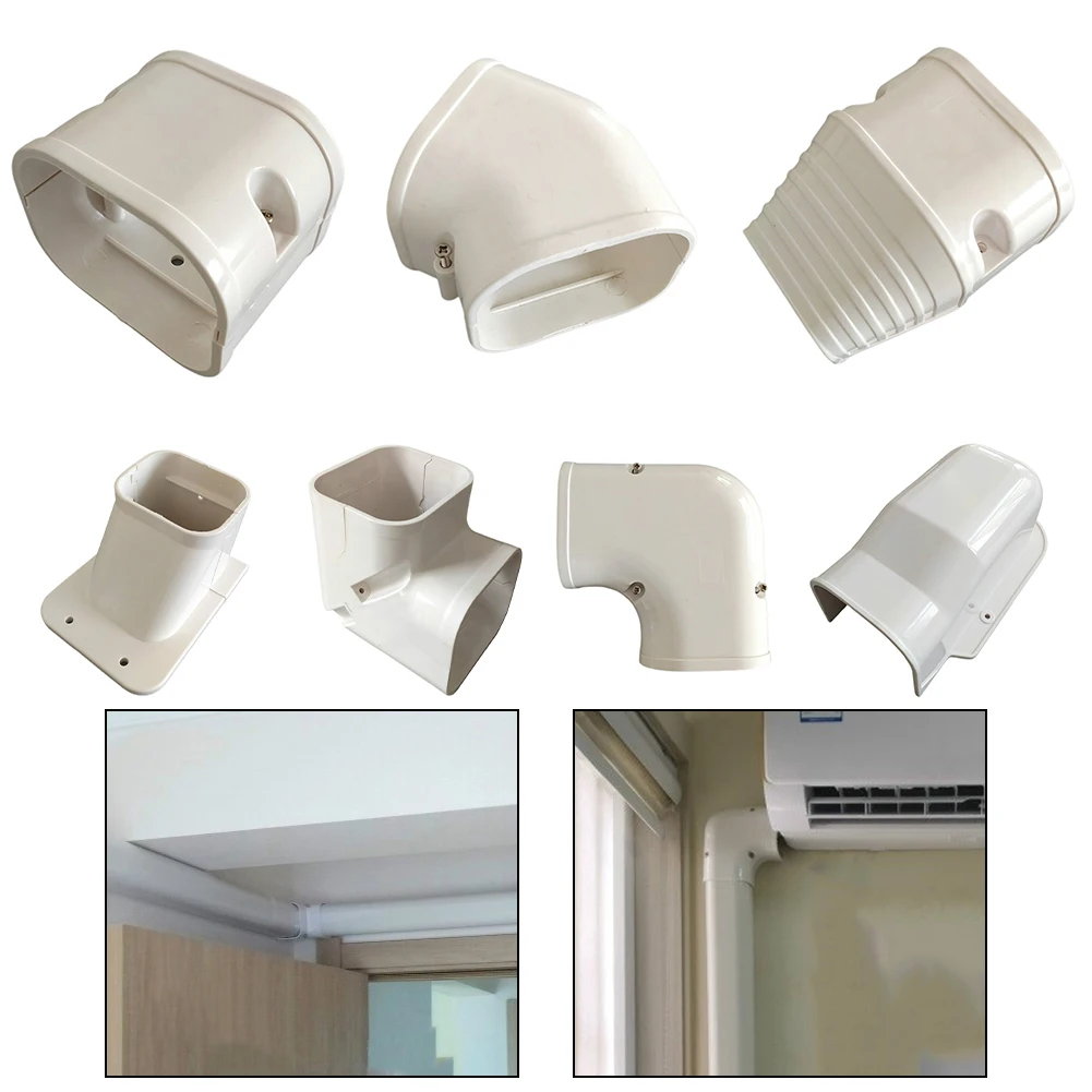 PVC Air Conditioner Line Cover Kit White Decorative Duct Concealer For Split Systems Includes Fittings