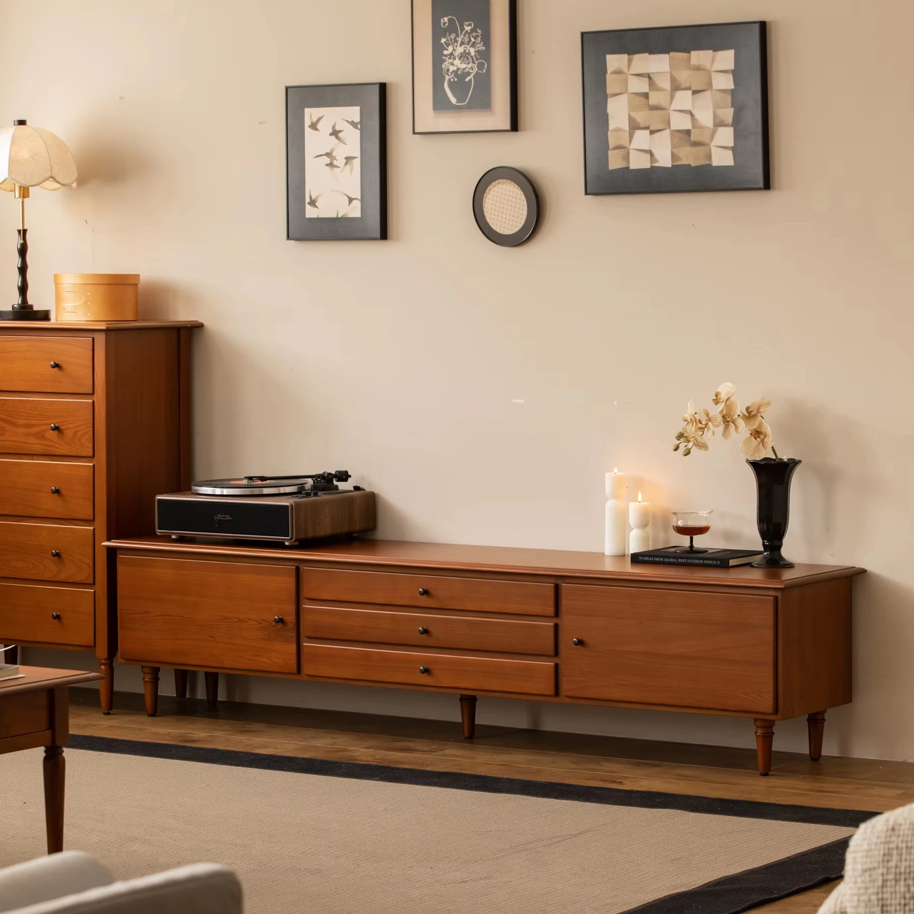 

#Manufacturer Wholesale Solid Wood TV Cabinet 2m New Model Living Room Family Storage TV Cabinet Set for Small Apartments