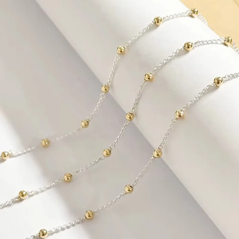 

2025 New 14k Gold Filled Bead Chains Handmade S925 Silver Chain for Permanent Jewelry Making