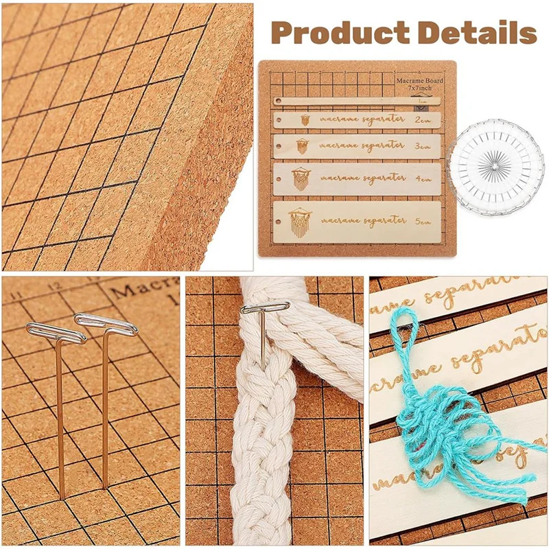

A23I-DIY Набор для макраме с доской для макраме и набором булавок Инструменты для макраме Принадлежности для макраме
