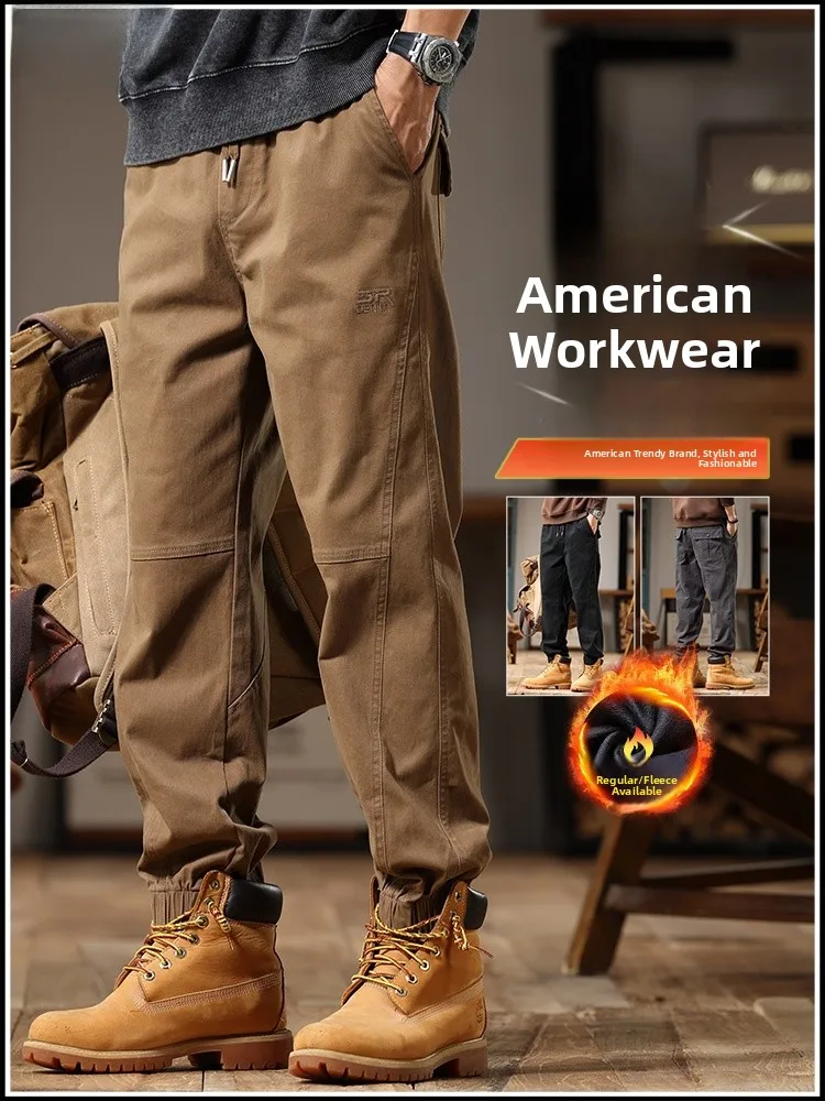 

Men's Fce Lined Trousers Thi Warm Loose Fit American Sle Workwear Pants for Boots Autumn Winter Casual Cotton P...