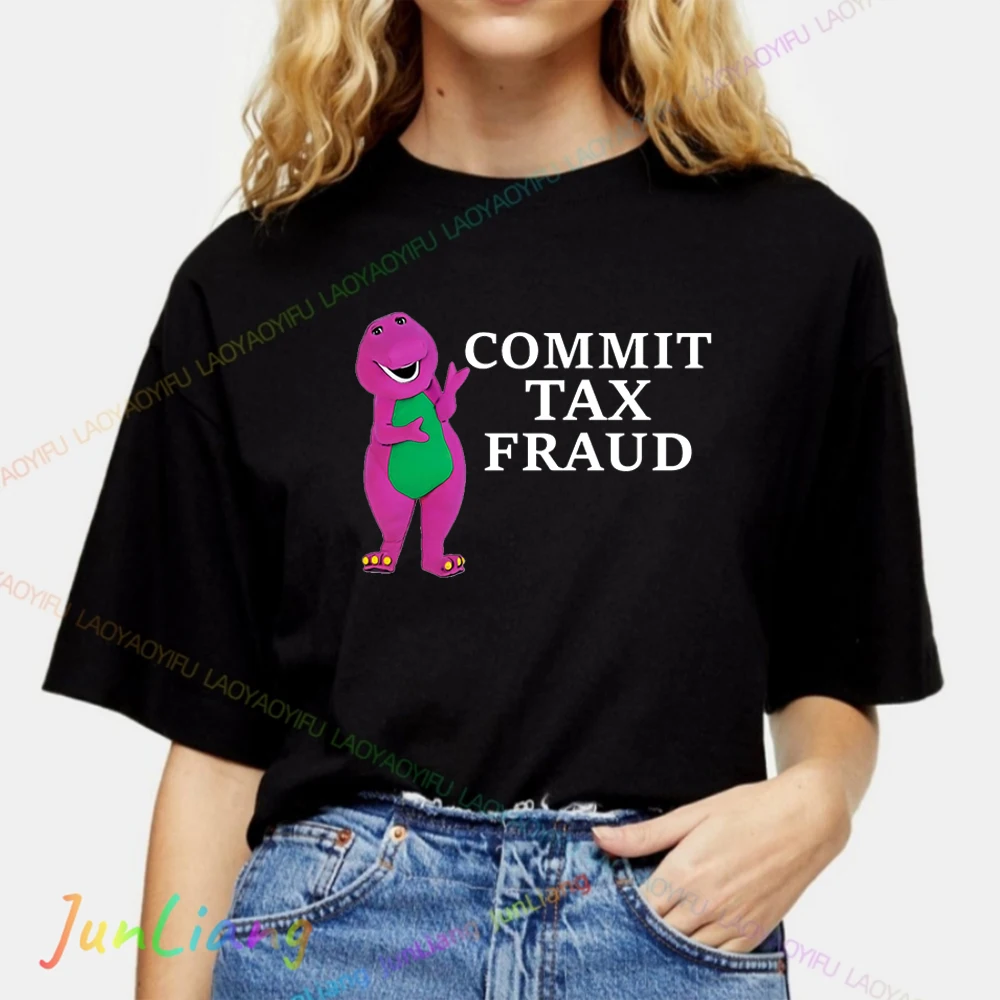 تي شيرت للنساء ملابس الرسوم المتحركة التي شيرت جديد بارني ديناصور والأصدقاء الكرتون الرجال السيدات Kawaii Harajuku موضة 100% قطن