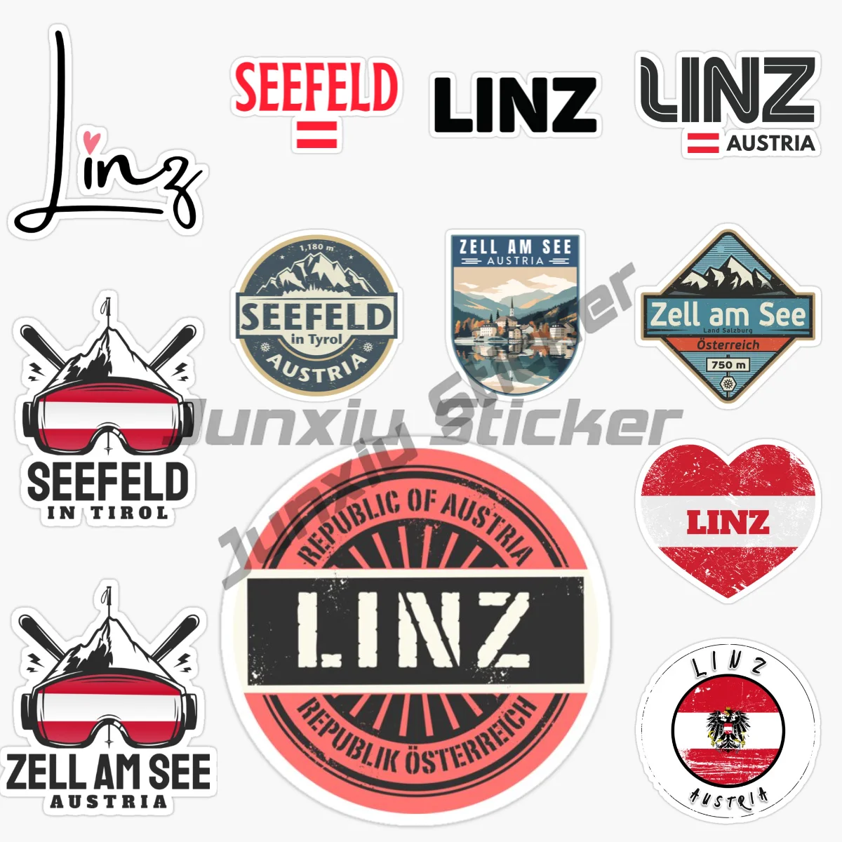

Linz SEEFELD ZELL AM SEE AUSTRIA Ski Paradise Туризм Автомобильная наклейка Стайлинг велосипеда Шлем Ноутбук Забавная наклейка Виниловая самоклеящаяся