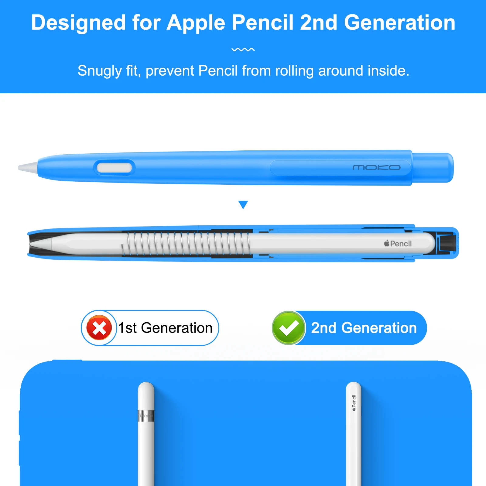 MoKo Holder Case for Apple Pencil 2nd Gen,Retractable Protective Apple Pencil Cover with Sturdy Clip,Hard PC Apple Pencil case