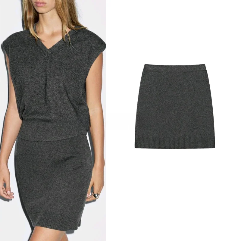 

Осенняя женская юбка трапециевидной формы для поездок на работу, шерстяная смесь миди на талии, повседневная юбка-стойка из полиэфирного волокна