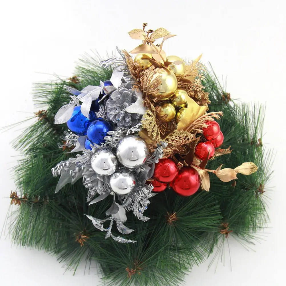 

8pc Christmas Decorations Glittered Leaf Picks Pinecone Red Berries Holiday Centerpieces Wreaths Crafting Projects Floral
