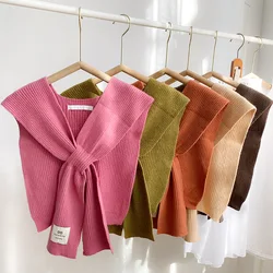 Chal de punto de Color liso para mujer, bufanda decorativa, capas con camisas, ropa de moda, Otoño e Invierno