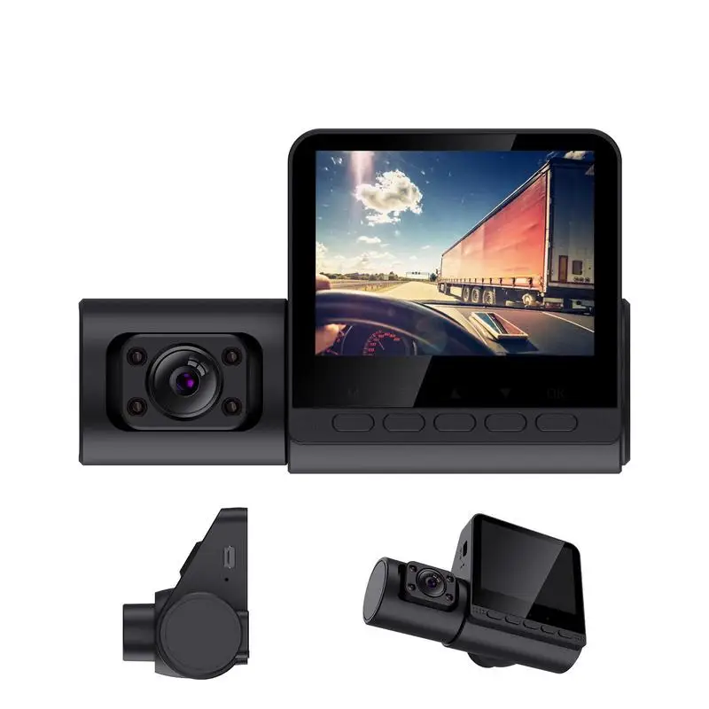 1080p HD 3 Channel Dashcam Car Camera Video Recorder Built-in Motion Detection Sensor with Parking Monitor and Night Vision