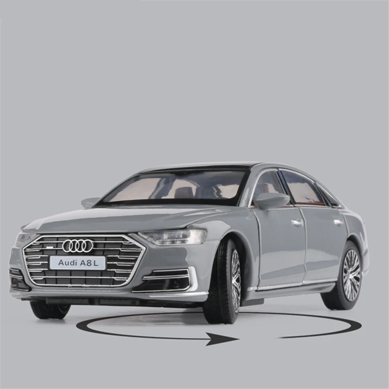 1:32 AUDI A8 Alloy Car Model Diecast Metal Toy Vehicles Car Model High Simulation Sound and Light Collection Childrens Toy Gifts