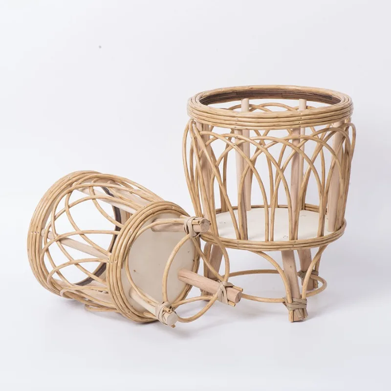 Vine Woven Flower Pot Rack Creative Basin Decoration Bamboo Woven Storage Rack in Living Room