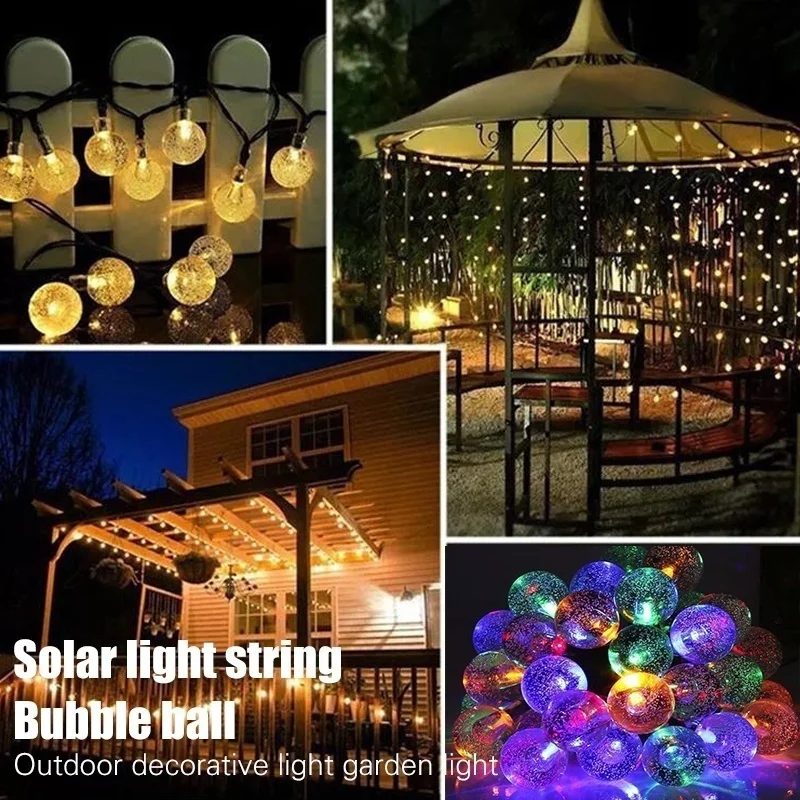 Luzes solares da corda ao ar livre 20/30/50/100 led luzes globo de cristal à prova dwaterproof água pátio luz para a decoração da festa de natal do jardim