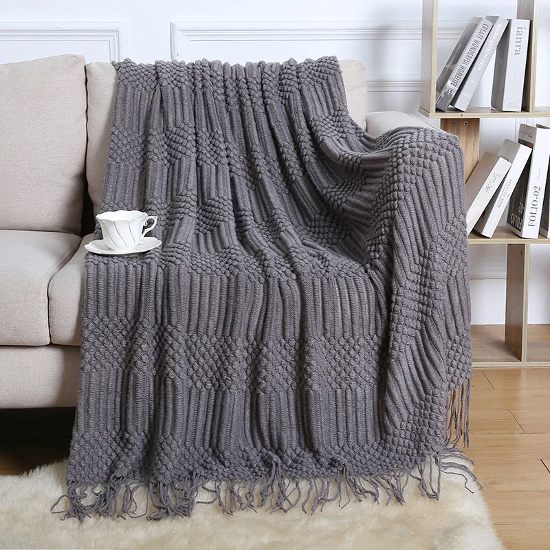 

Nordic Knitted Blanket Sofa Office Nap Throw Blankets Soft Towel Bed Plaid Tapestry Tassel Air Conditioner Picnic Nap Blanket