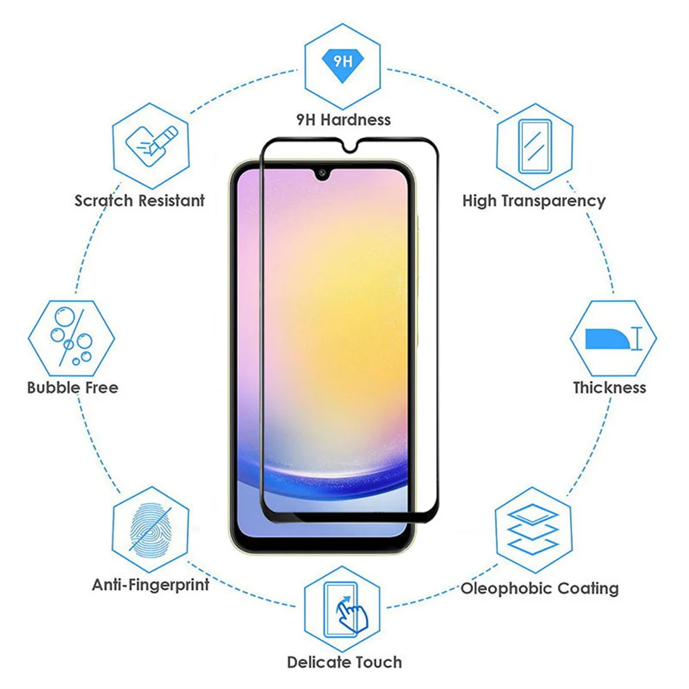 5 Pcs, 9D Glass for Samsung A05s A15 A25 A35 A55 Tempered Glass A25 5G Samsung Galaxy A15 Screen Protector Samsung A05 Glass