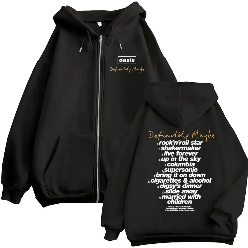 O-Oasis Live 25 Tour Merch Zip Up Hoodie Men Women Hip-hop punk