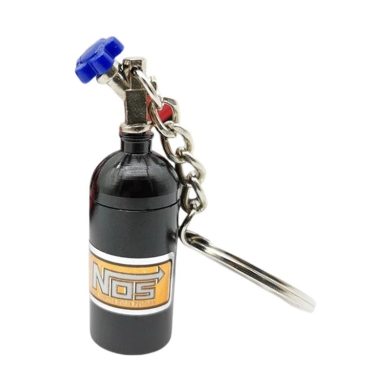 Unique Cool Nitrous Bottle Keychain Simulation Keyring, Aluminum Alloy, for Motor Enthusiasts Fashion Individuals