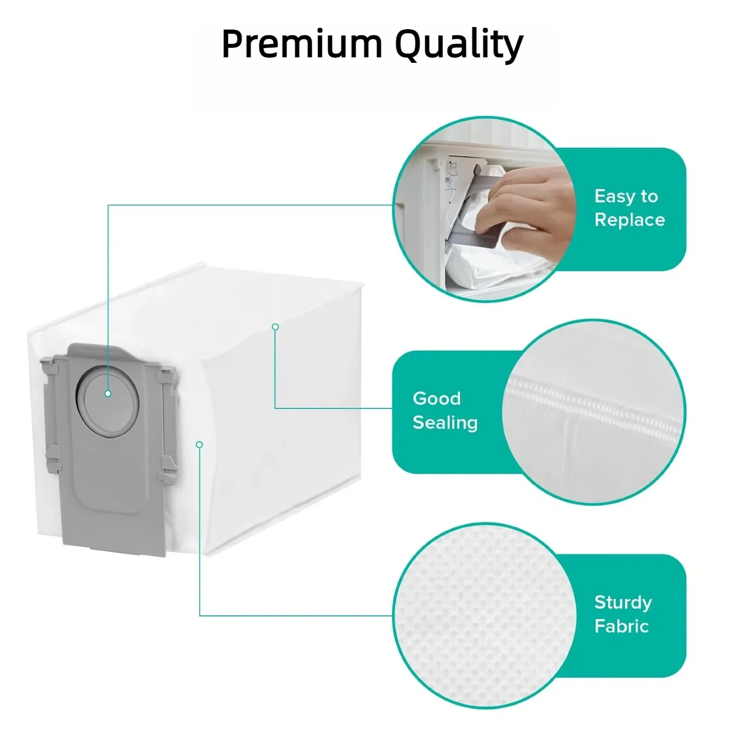 Bolsas de polvo para Roborock Q Revo, Qrevo S/Pro/Master/Plus/Curv/Slim, S8 Max/MaxV Ultra, Saros 10/10R Robot aspirador