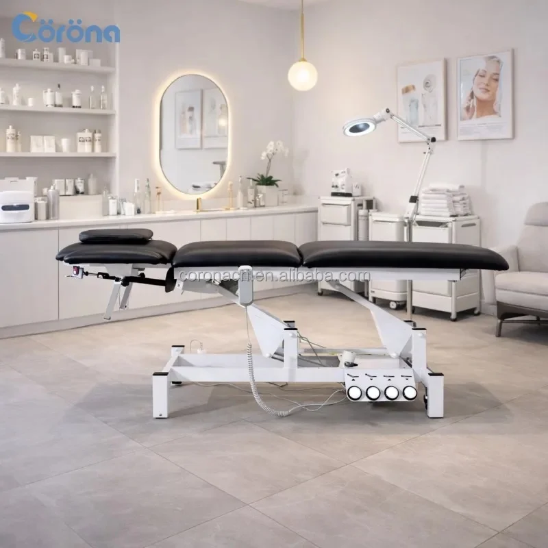 Professional 3 Section Electric Beauty Bed Spa Massage Table Fully Adjustable Facial Treatment Chair for Beauty Salon Clinic