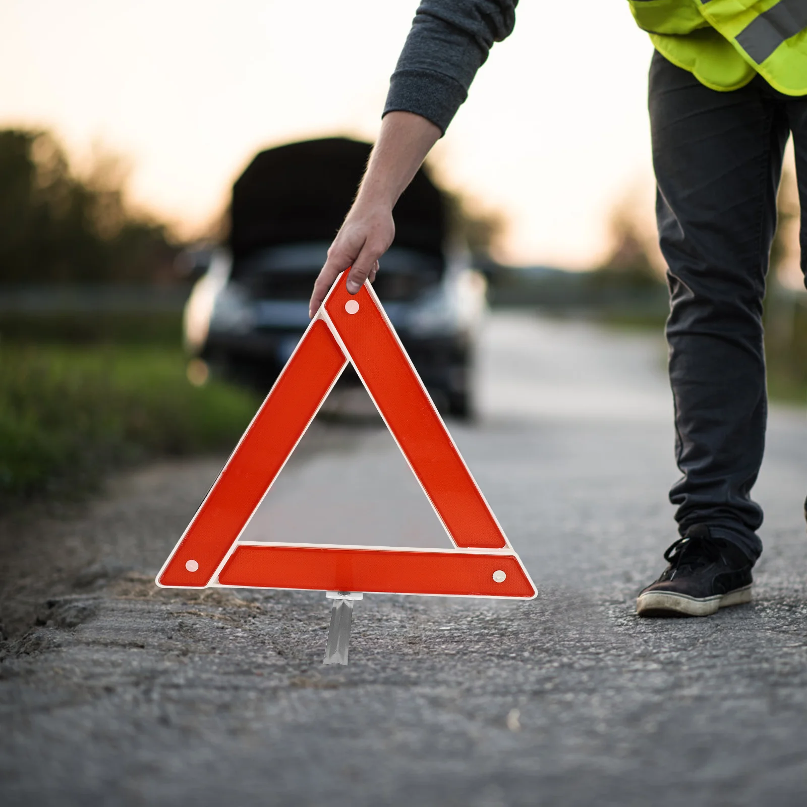 2pcs Car Warning Triangle Road Safety Sign Folding Durable Auto Emergency Tool For Road Construction Vehicle Maintenance