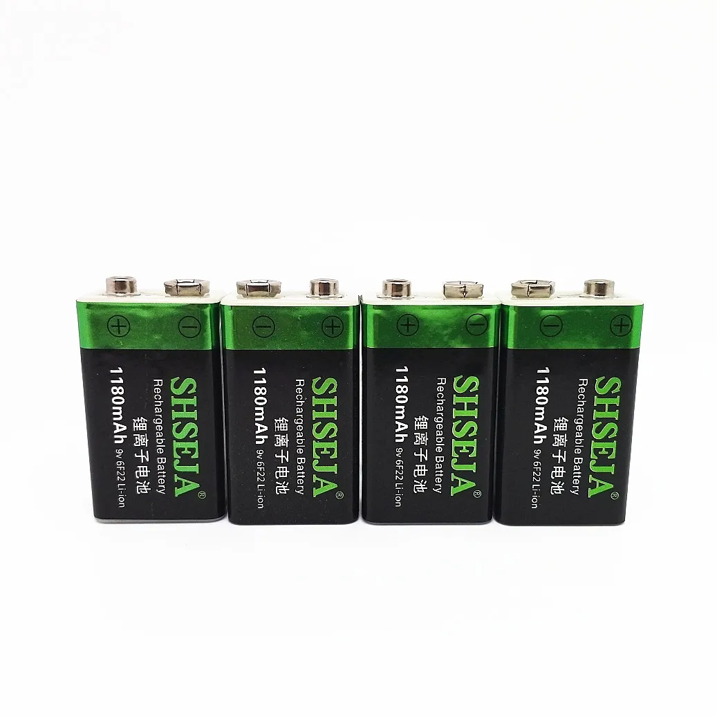 Baterai isi ulang lithium-ion 9V 1180mWh USB baterai daur ulang multimeter interkom Alarm asap Mikrofon Drone