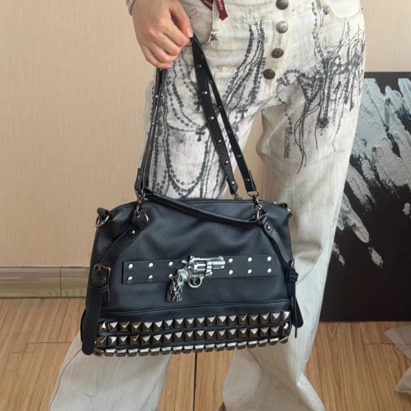 

Сумка-кроссбоди в стиле Y2K Spicy Girl с заклепками, ретро-панк, мотоциклетная, Harajuku, модная, крутая, женская, на одно плечо