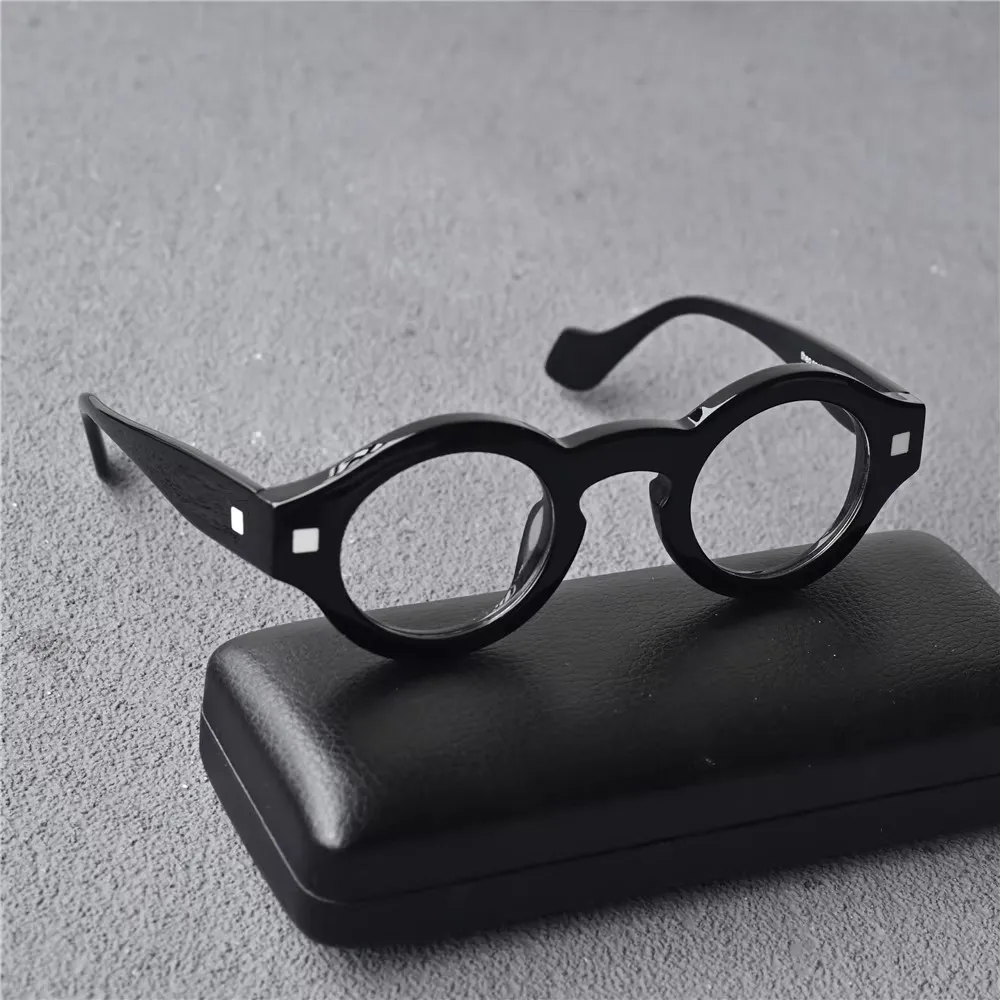 

Высококачественные ацетатные ретро-очки унисекс: модные круглые оправы ручной работы для мужчин и женщин, винтажные очки с толстой оправой