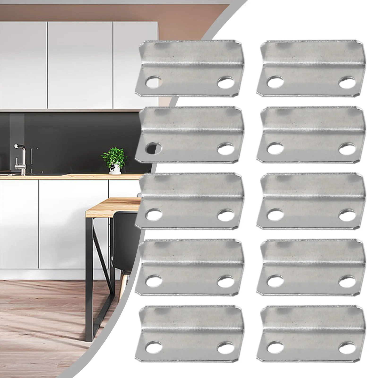 Hardware Drawer Strike Plate 10Pcs Drawer Lock Strike Plate Home/Office Metal Replacement Right Angle Silver Tone