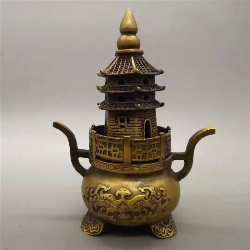 

Guyunzhai Brass Burner Tower Stove Incense Sandalwood Home Decoration Antique Collection