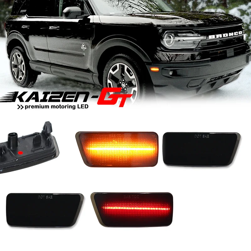 

White/Amber/Red LED Car Front / Rear Side Marker Lights For Ford Bronco Sport Badlands/Base/Big Bend/Outer Banks/First Edition