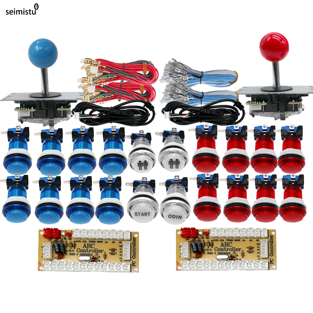 DIY PC Raspberry Pi Arcade joystick Game Kit Met LED Drukknop Amerikaanse Stijl Joystick USB Encoder Kabels Mame 2-spelers - afbeelding 1