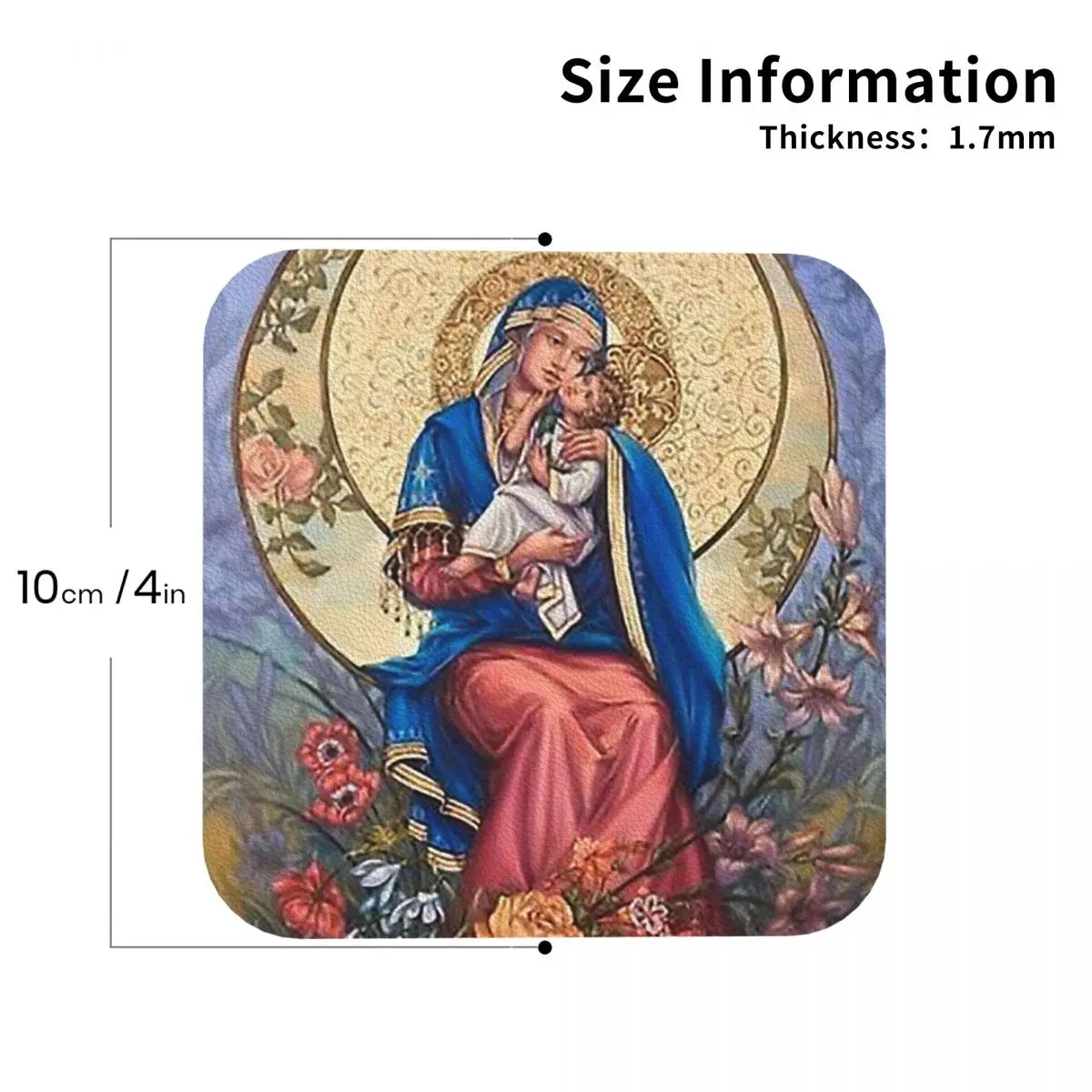 Virgin Mary, Mother Of God, Madonna, Majka Bozja Coasters PVC Leather Placemats Waterproof Coffee Mats for Dining Pads Set of 6