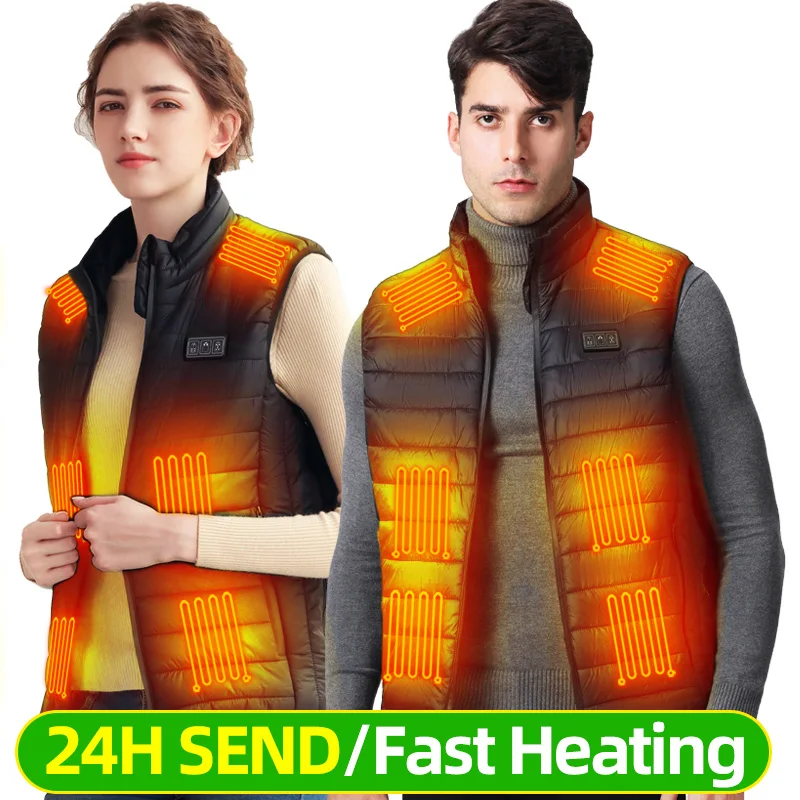 

15 Areas Heated Vest Men USB Electric Self Heating Vest Women Winter Heated Jacket thermal Motorcycle Heated Clothing Washable