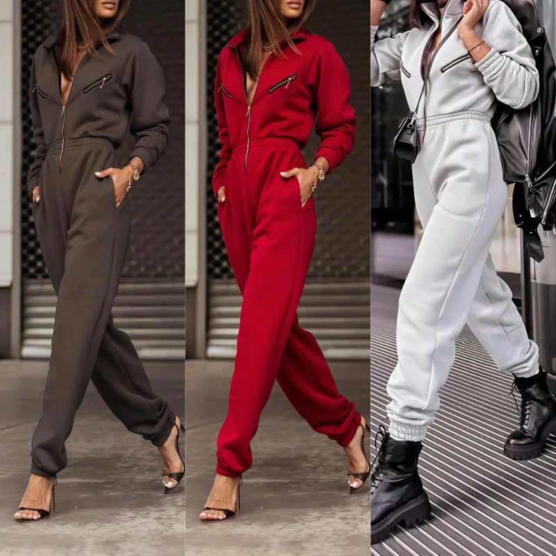 

Women Tracksuit Jumpsuit Fall Winter Warm Fleece Hoodies Set Fitness Yoga Wear Jogger Sets Sweatpants Women Set Jumpsuit Romper