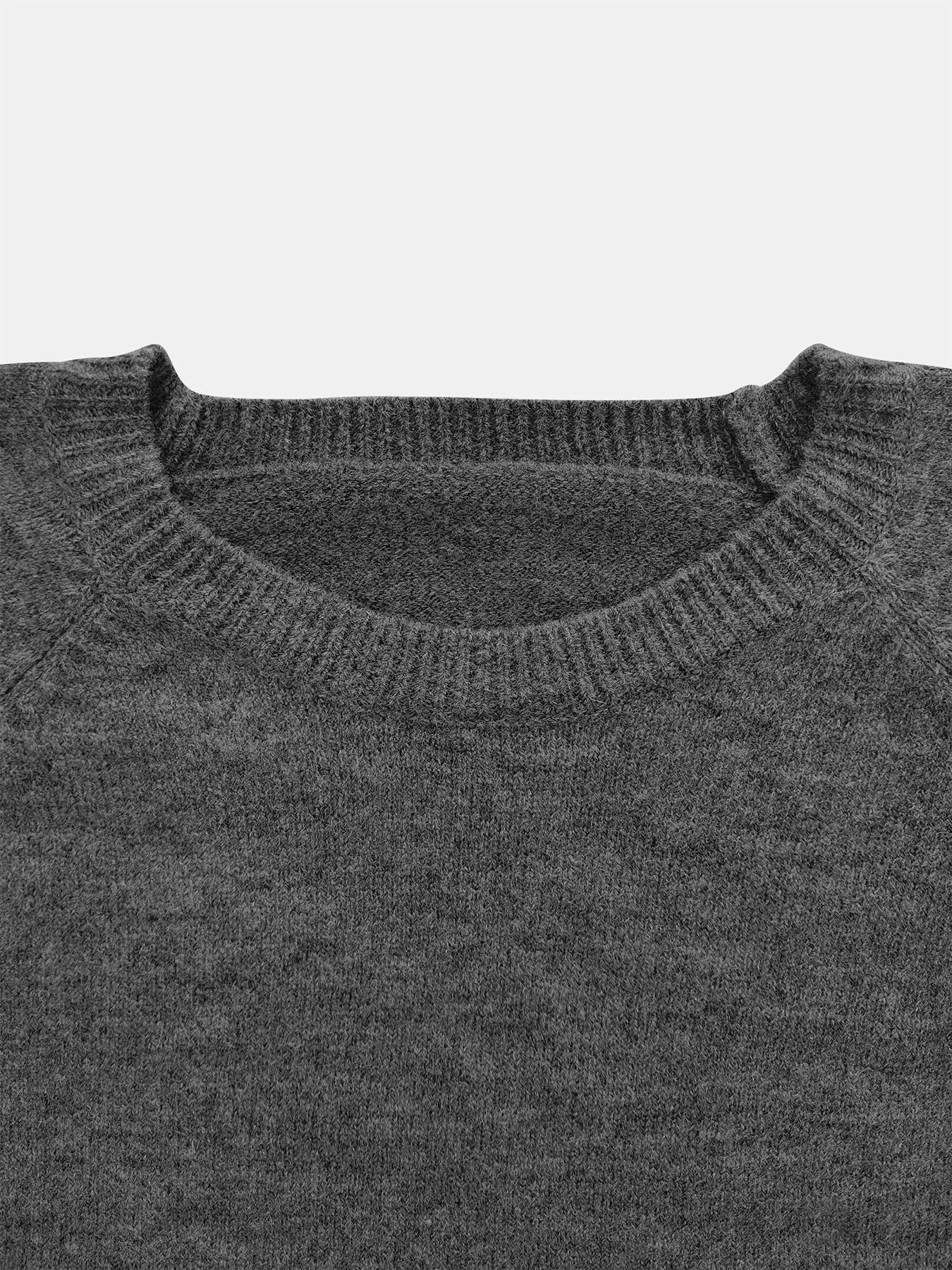 เสื้อสวมหัวผ้าวูลแขนยาวคอกลมสีพื้นเรียบง่ายหลวมๆ ใส่สบายและทันสมัยสำหรับผู้หญิง
