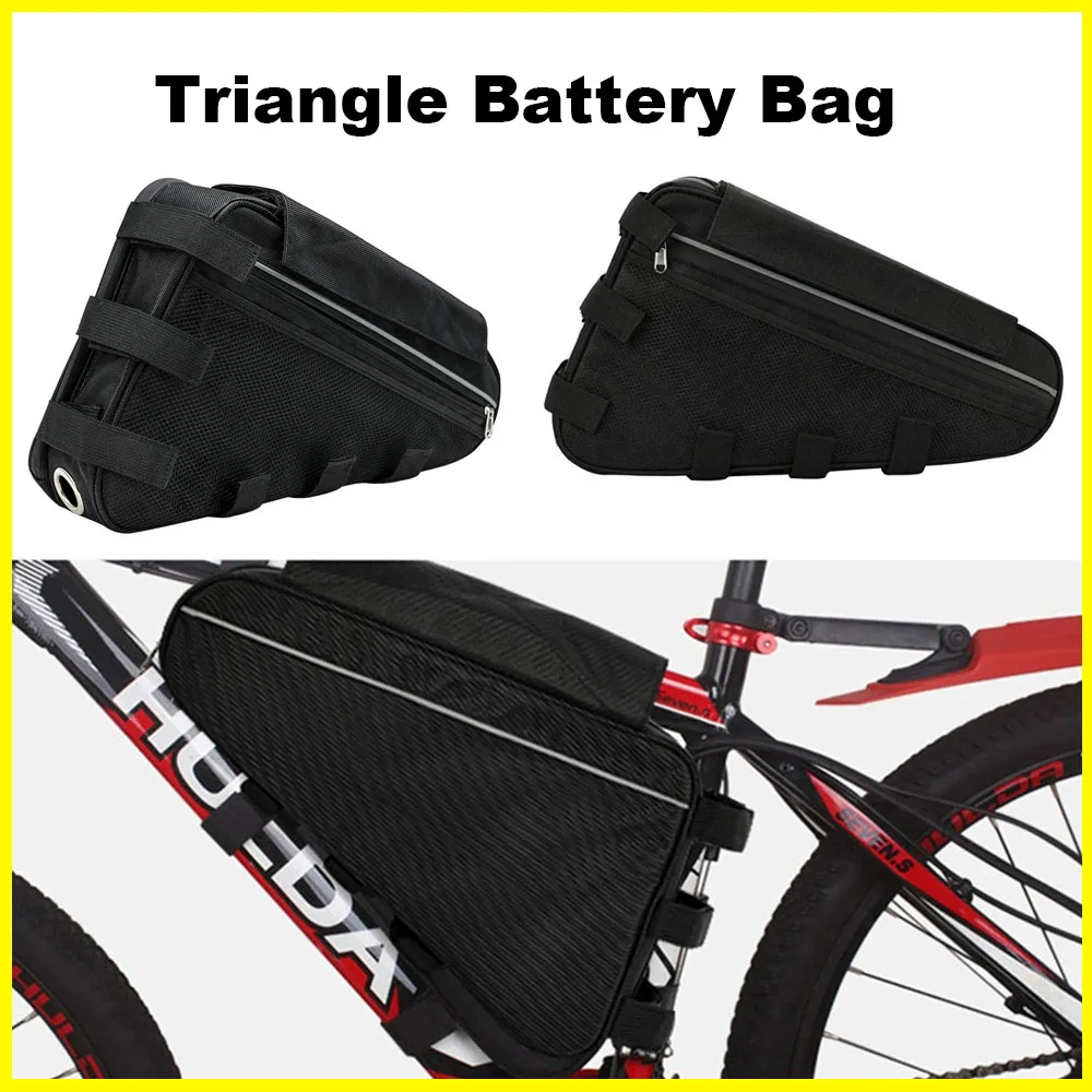 

E-BIKE Electric Triangle Battery Bag Waterproof 210D Oxford Cloth Black Bicycle Frame Triangle Bags