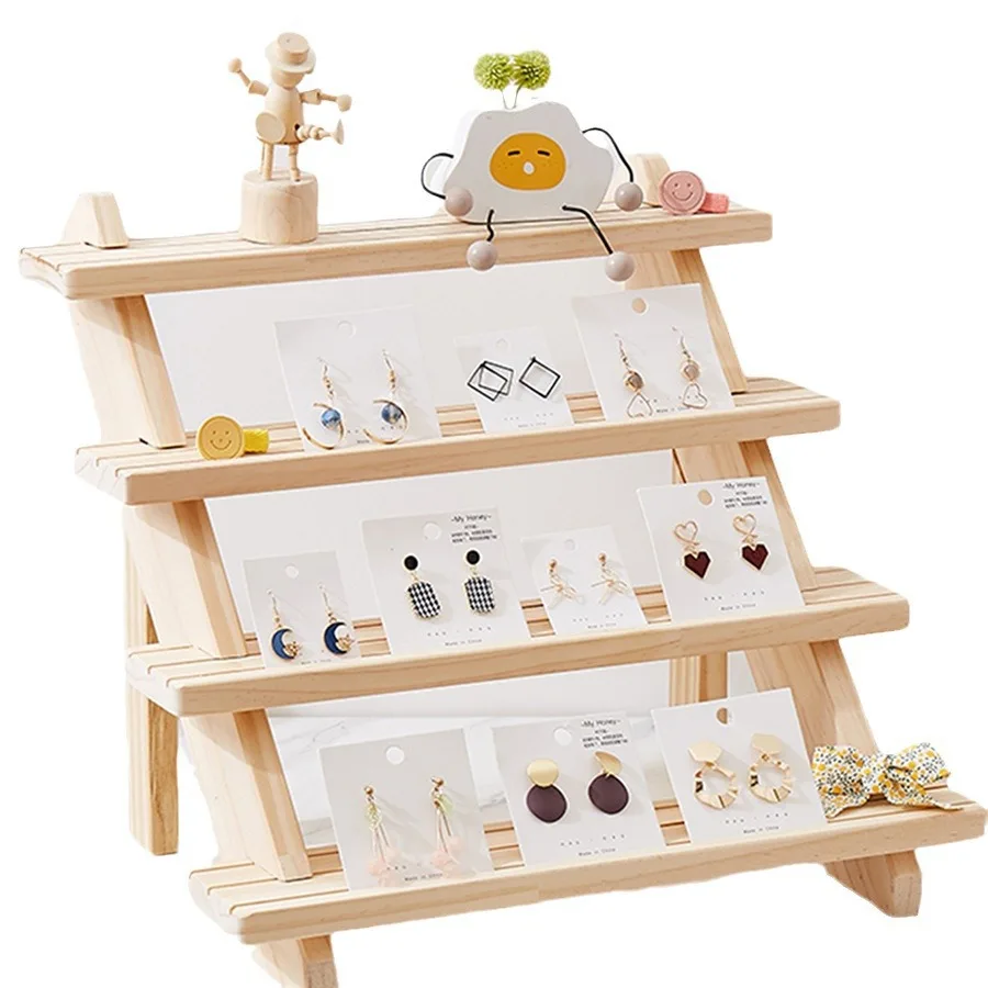 Display Stand Solid Wood Earrings Display Rack Jewelry Rack Figure Doll Stall Cardboard Jewelry Rack