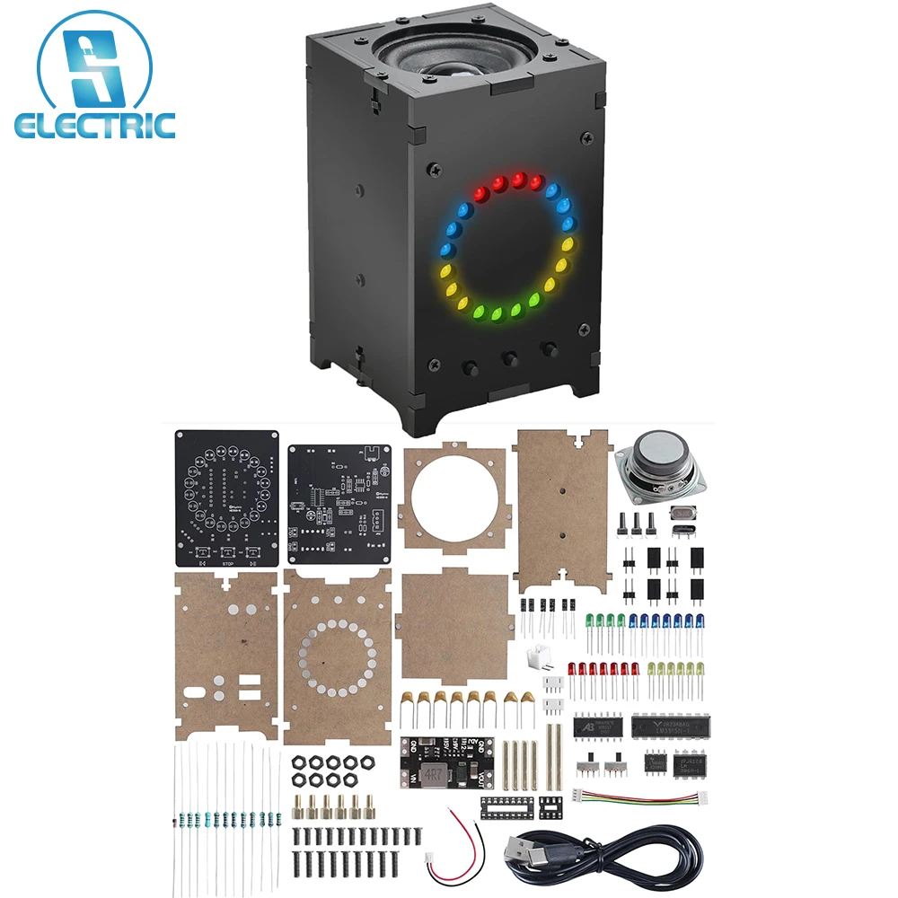 

Bluetooth-Compatible Speaker Soldering Project DIY Audio Amplifier with Colorful LED Cool Desk Gadget & STEM Electronic Project