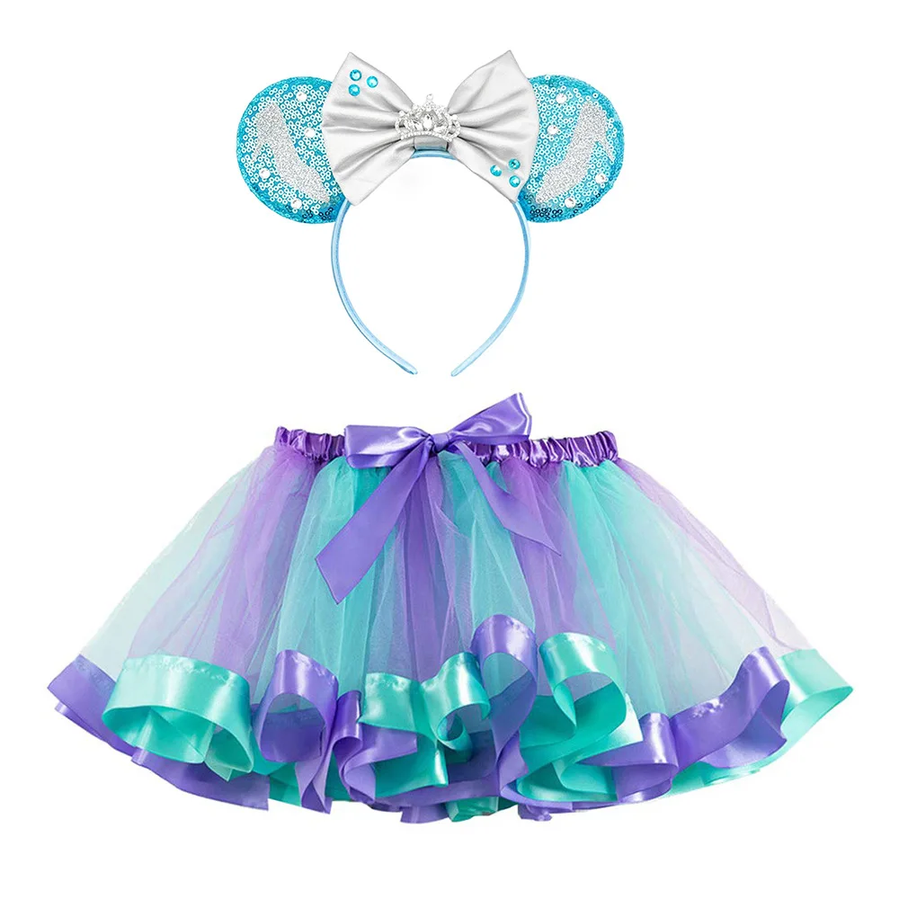 Mouse Bowknot Headband Kids Miniskirts Cosplay Costume Accessories Halloween Carnival Party Girls Tutu Skirt Birthday Hair Band