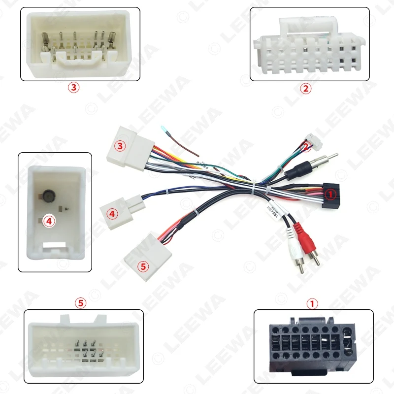 LEEWA Car Audio DVD Player 16PIN Android Power Cable Adapter For Toyota Prado/Sequoia/Lexus 330/350 Wiring Harness